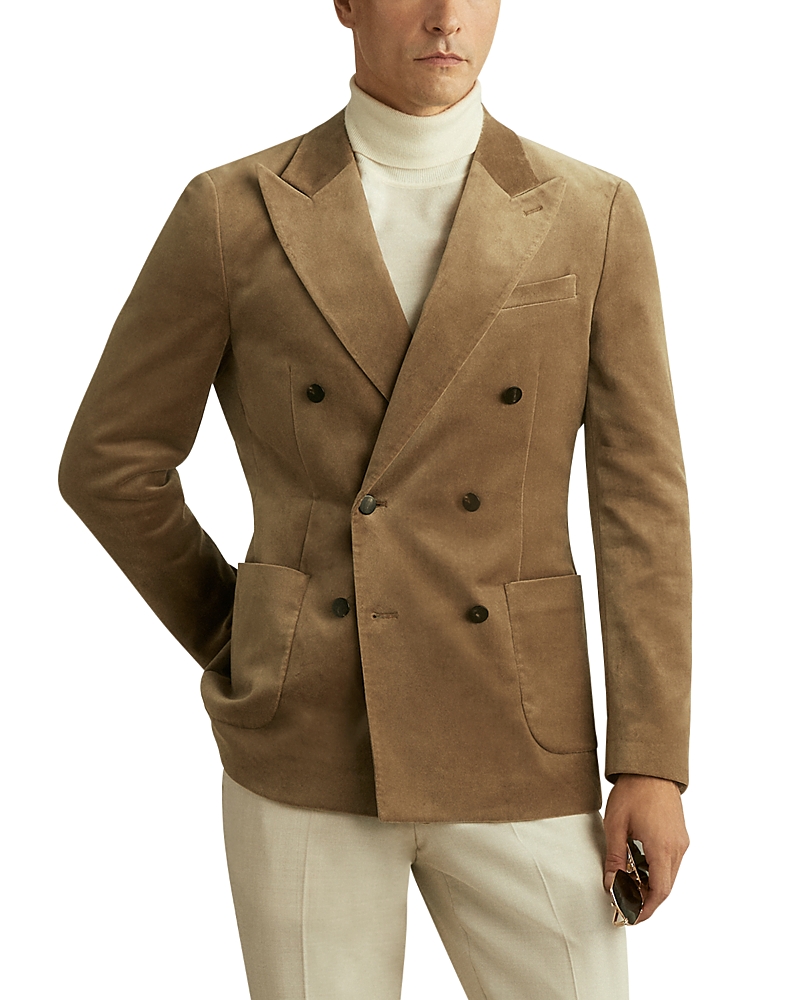 Reiss Royale Velvet Regular Fit Double Breasted Peak Lapel Blazer