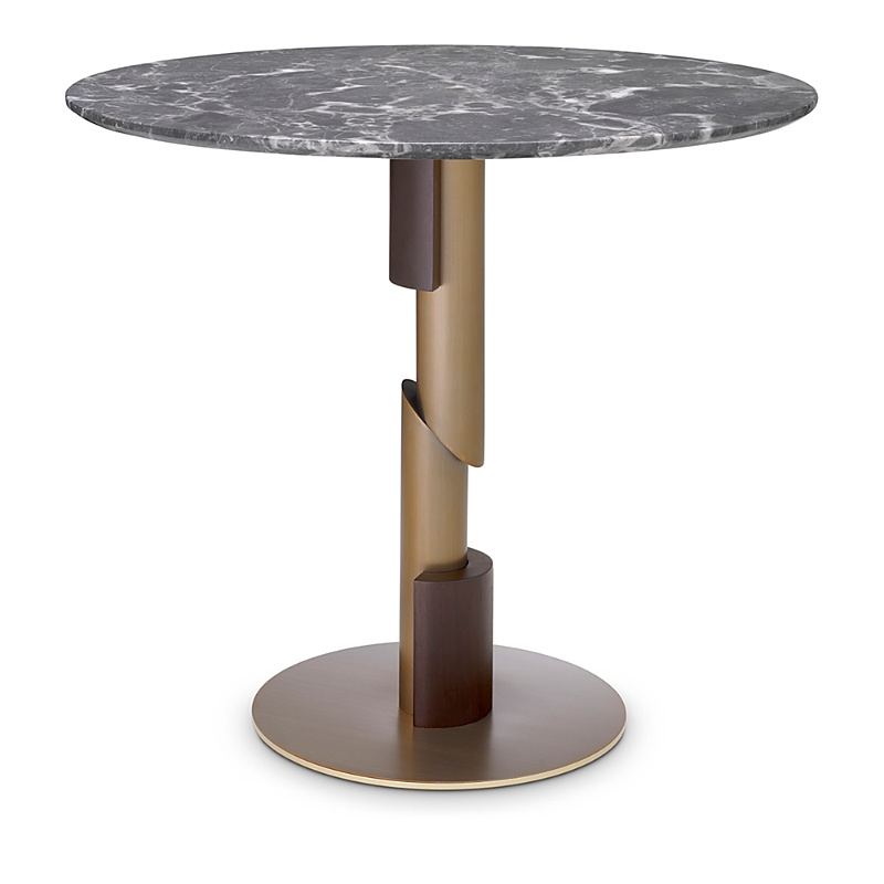 Eichholtz Flow Dining Table In Brushed Brass/gray Marble