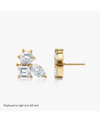 6 Lab-Grown Diamond Ear Climber Earring in 14K White Gold, 1.70ctw Round Brilliant Lab Grown Diamonds