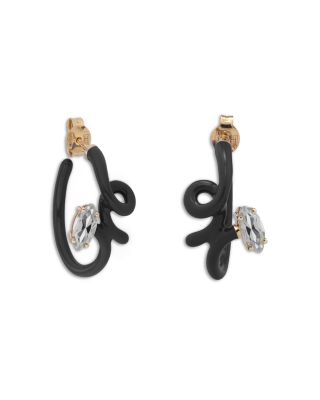 Bea Bongiasca - 9K Yellow Gold & Sterling Silver You're So Vine Smokey Quartz Black Hoop Earrings