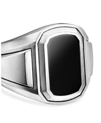 Men's Deco Signet Ring with Black Onyx