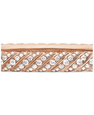 Sculpted Cable Pav&eacute; Bangle Bracelet in 18K Rose Gold with Diamonds