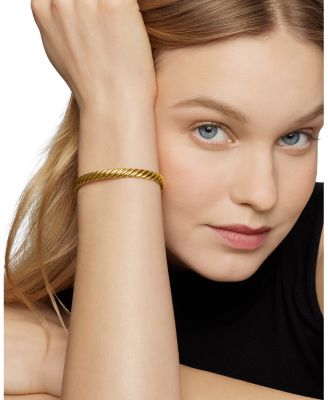 18K Yellow Gold Sculpted Cable Twist Bangle Bracelet, 6mm