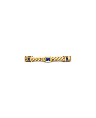 18K Yellow Gold Cable Sapphire Stack Band Ring