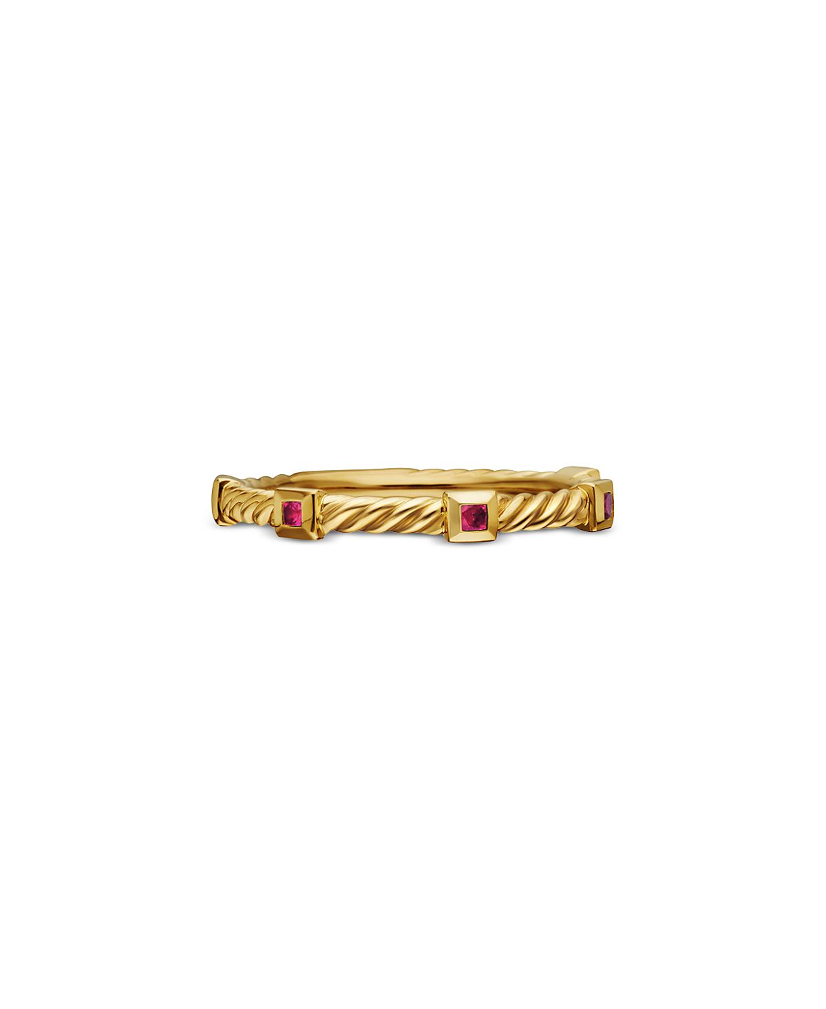 David Yurman 18K Yellow Gold Cable Sapphire Stack Band Ring