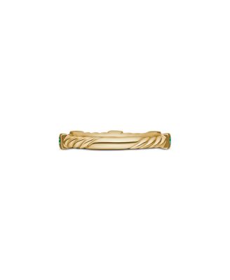 18K Yellow Gold Cable Sapphire Stack Band Ring