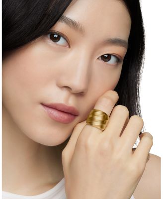 18K Yellow Gold Cable Edge Statement Ring