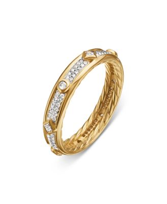 18K Yellow Gold Modern Renaissance Ring with Full Pav&eacute; Diamonds