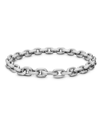 Men's Deco Chain Link Bracelet in Sterling Silver, 6.5mm