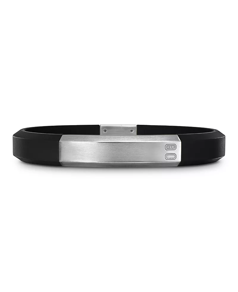 David Yurman Men's Sterling Silver Streamline Black Rubber Statement Bracelet