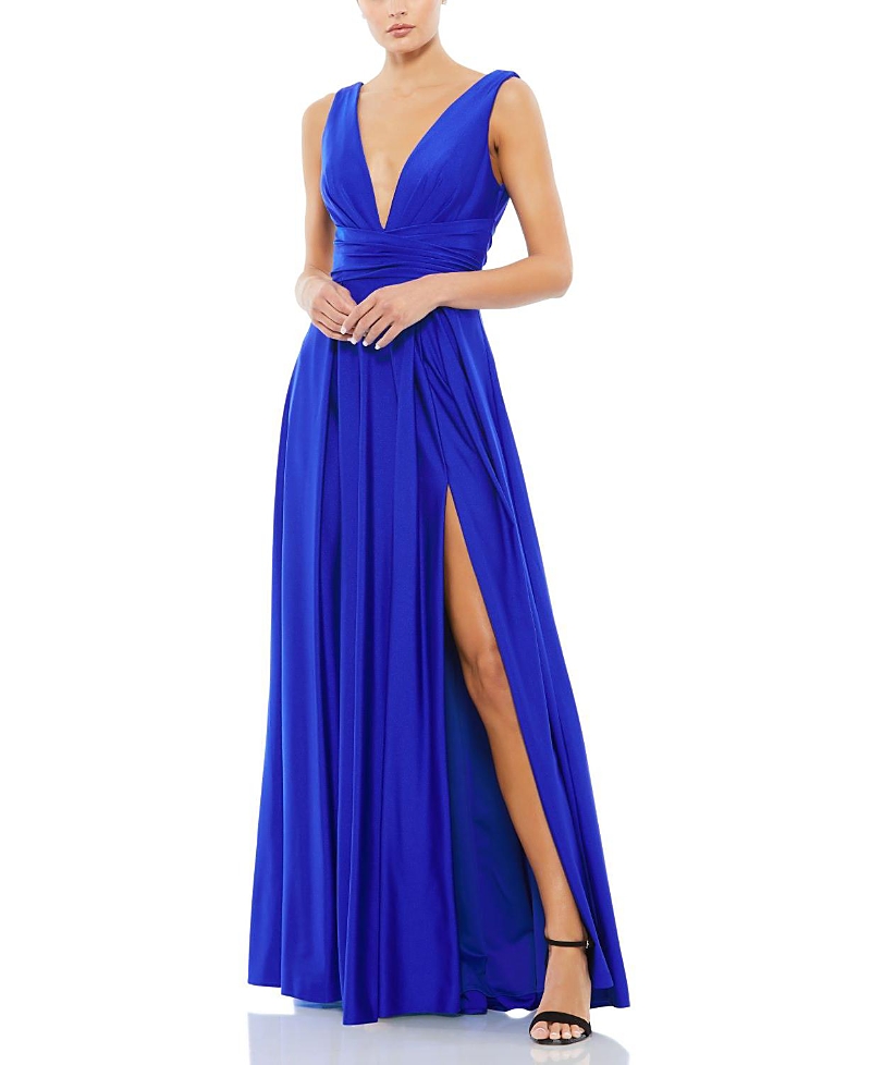 Mac Duggal Jersey Plunge Neck Evening Gown