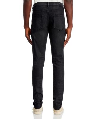 3-D Resin Skinny Fit Jeans in Black Repair