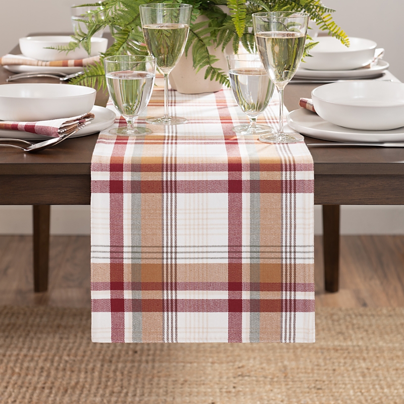 Elrene Home Fashions Seneca Plaid Harvest Cotton Table Runner In Multi