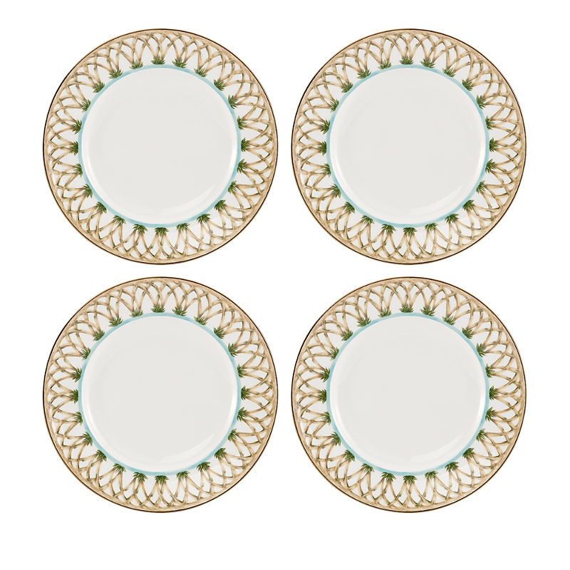 LENOX COLONIAL BAMBOO ACCENT PLATES, SET OF 4