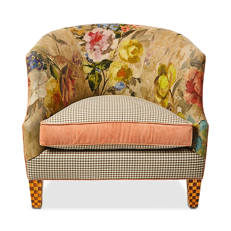 Mackenzie-childs Field Study Floral And Gingham Accent Chair In Multi/floral