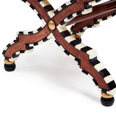 On Wall Street Stripe Fabric Ottoman