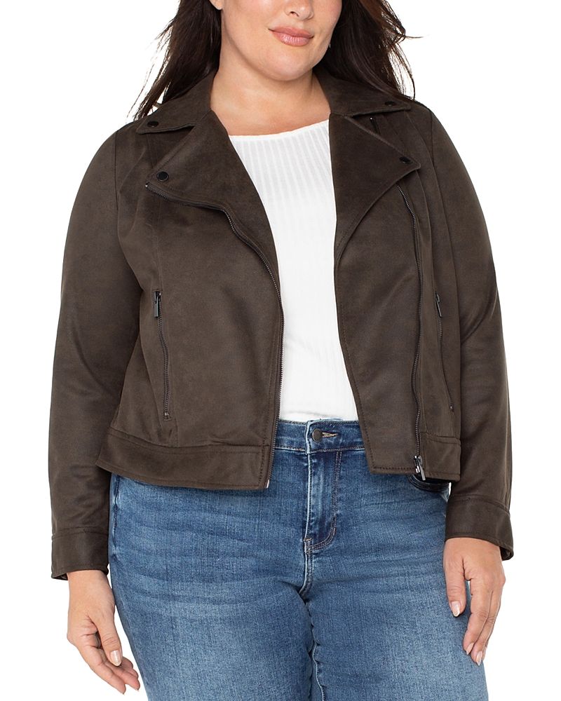 Liverpool Los Angeles Plus Faux Suede Moto Jacket