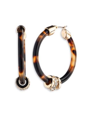Ralph Lauren - Pav&eacute; Rondelle Bead Tortoise Hoop Earrings in Gold Tone