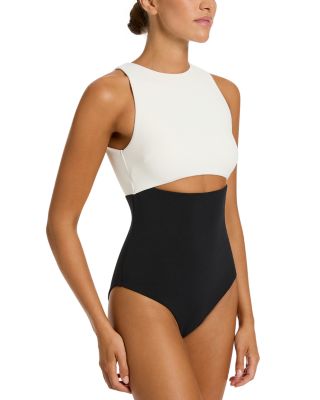 High Neck Cut Out One Piece Swimsuit