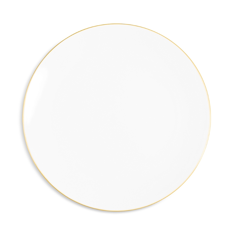 Richard Brendon Line Coupe Dinner Plate In Gold/ White