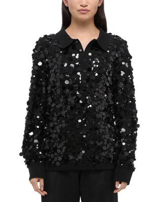 Helmut Lang - Wool Palette Sequin Polo Top