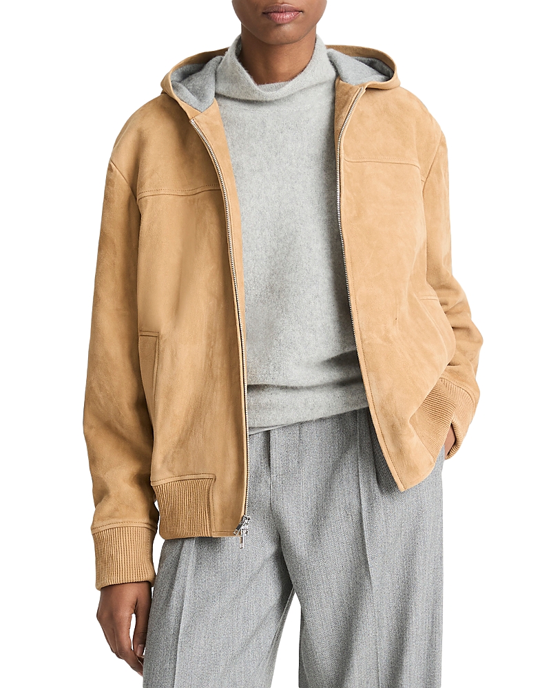 VINCE HOODED SUEDE JACKET