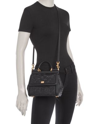 Sicily Embroidered Leather Top Handle Bag