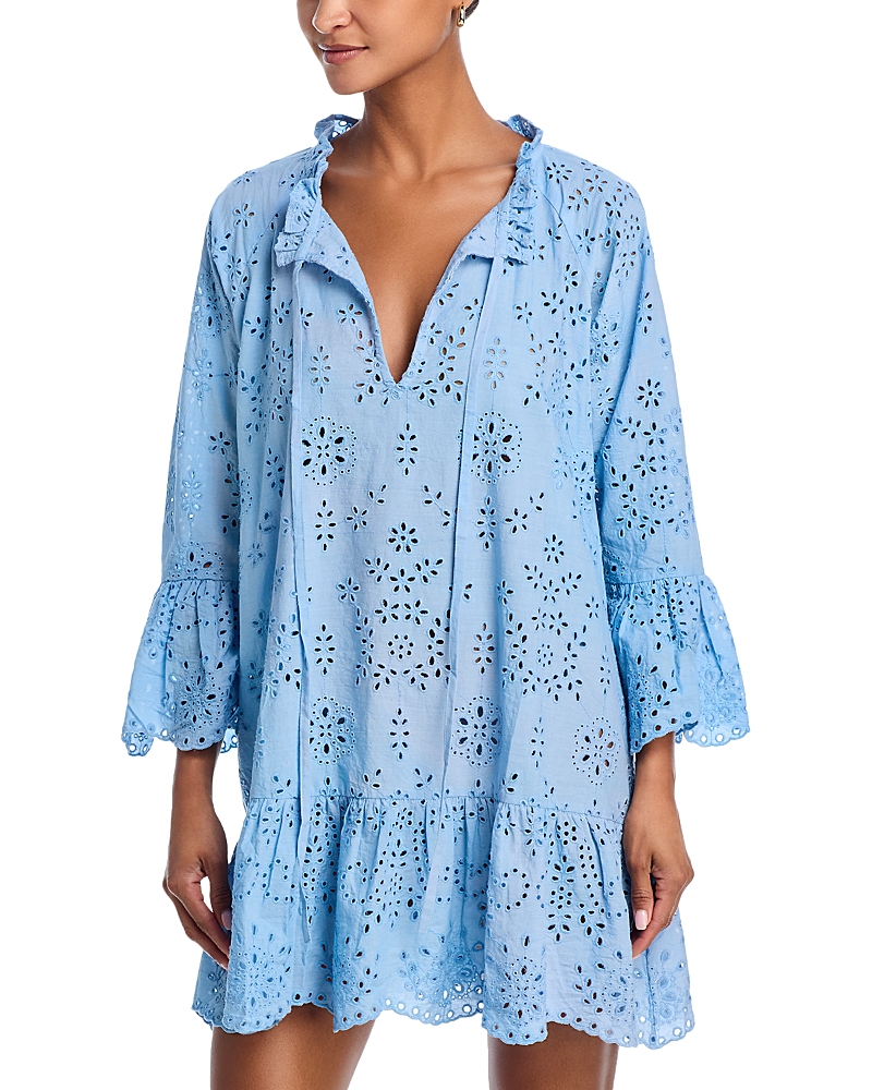 AQUA EMBROIDERED COVER-UP DRESS - EXCLUSIVE
