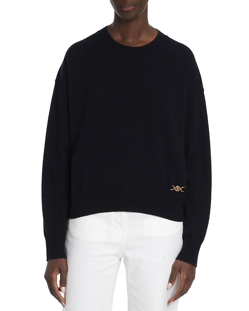 Versace Icon Wool Blend Sweater In Ink Blue