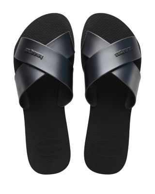 Women's Aqua Metallic Crisscross Slide Sandals