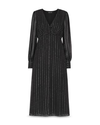 Petites Metallic Stripe Midi Dress