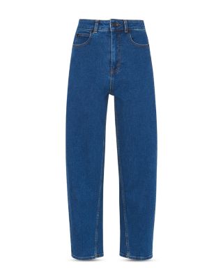 High Waist Straight Barrel Jeans in Denim