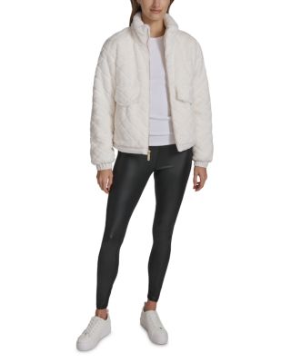 Quilted Faux Fur Bomber Jacket  