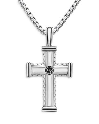 Chevron Cross Pendant in Sterling Silver, 41.5mm