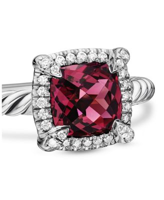 Sterling Silver Petite Chatelaine&reg; Ring with Garnet & Diamonds - Exclusive