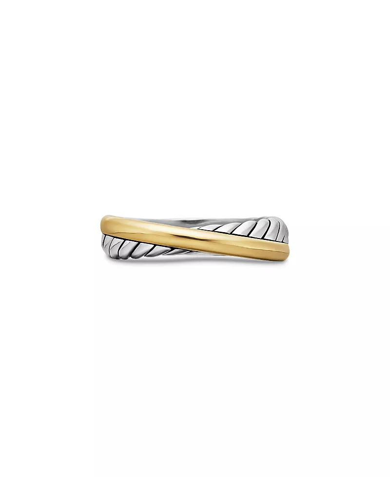 David Yurman Sterling Silver & 18K Yellow Gold Crossover Ring