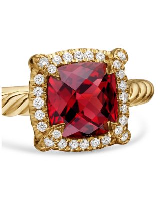 Petite Ch&acirc;telaine&reg; Pav&eacute; Bezel Ring in 18K Yellow Gold with Pink Tourmaline
