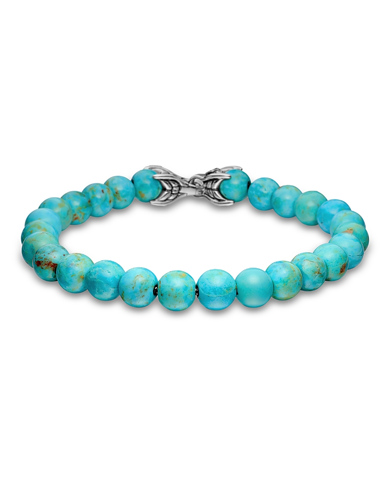 David Yurman Men's Spiritual Beads Bracelet in Sterling Silver with Turquoise, 8mm