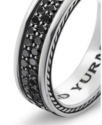 Men's Streamline&reg; Two Row Band Ring in Sterling Silver with Black Diamonds, 6.5mm