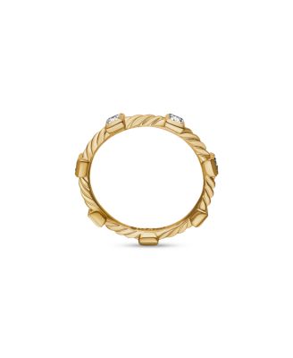 Cable Collectibles&reg; Stations Stack Ring in 18K Yellow Gold with Diamonds, 2mm