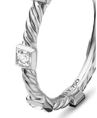 18K White Gold Cable Collectibles Diamond Stack Rings
