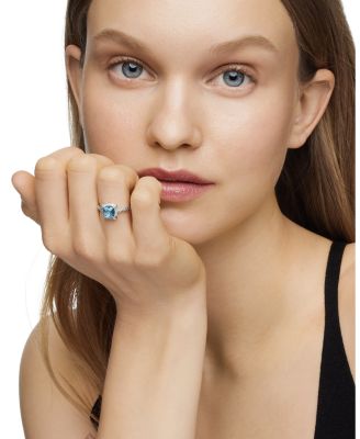 Sterling Silver Petite Chatelaine&reg; Ring with Gemstone & Diamonds - Exclusive