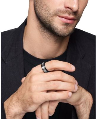 Men's Black & Gray Titanium 8.5mm Beveled Band