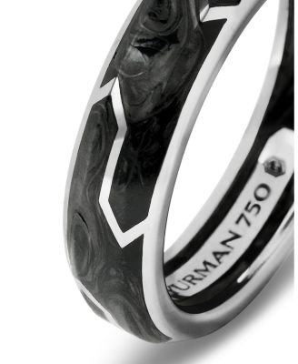 Men's 18K White Gold Forged Carbon 6mm Band