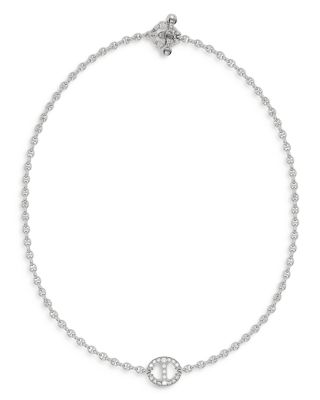 18K White Gold Micro Chain Necklace with Diamonds, 0.93 tcw