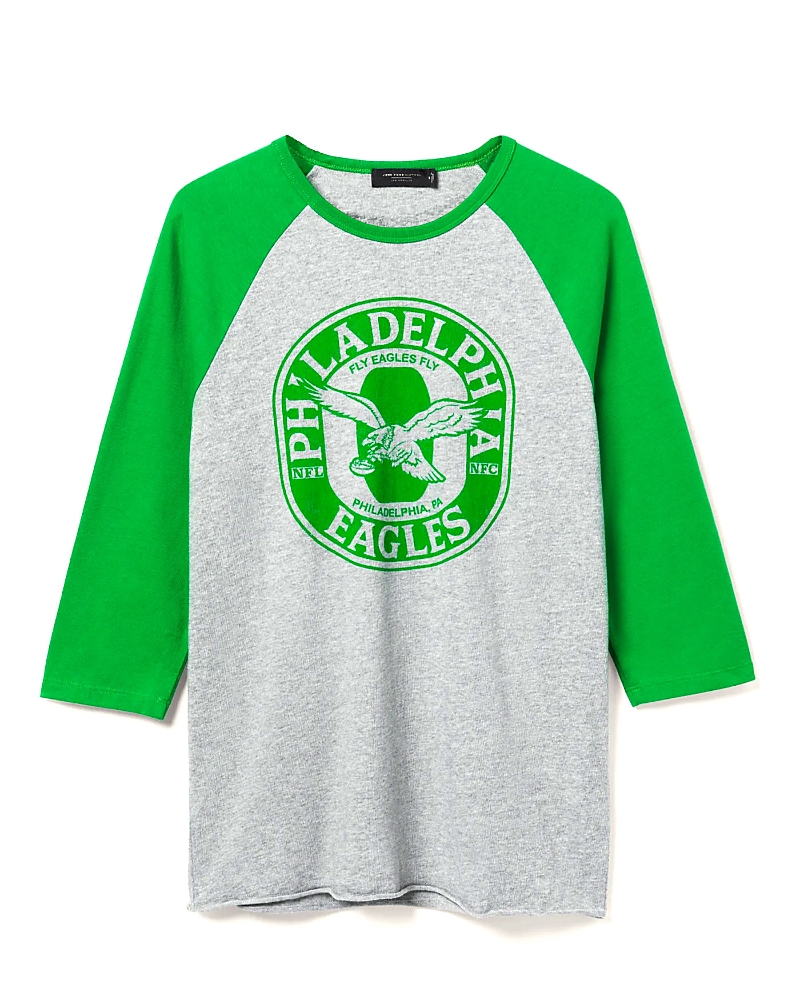 Junk Food Clothing Unisex Nfl Philadelphia Eagles Elite Raglan In Heather Grey/kelly