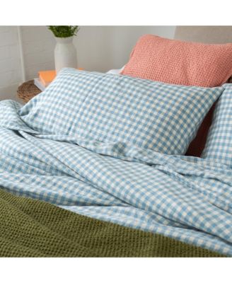  Gingham Linen Flat Sheet, Full Flat