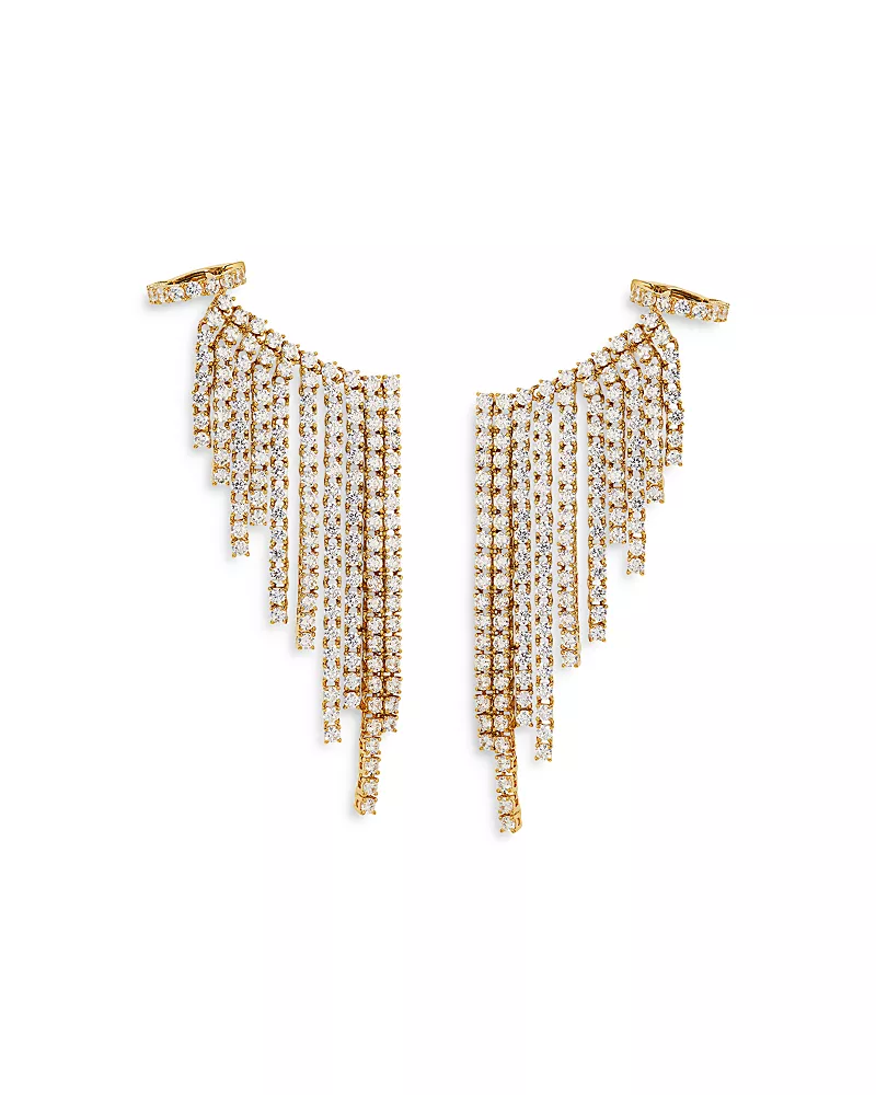 Nadri Starlet Cubic Zirconia Curtain Cuff Earrings