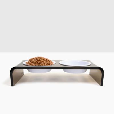 Small Bronze Pet Feeder, 1 Pint Bowls