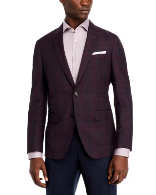 BOSS - Hutson Textured Plaid Slim Fit Wool Sport Coat